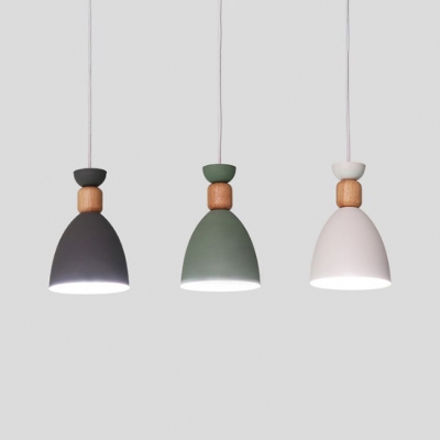 Nordic Simple Style One Light Mini Pendant for Bar and Cafe in White/Green/Grey
