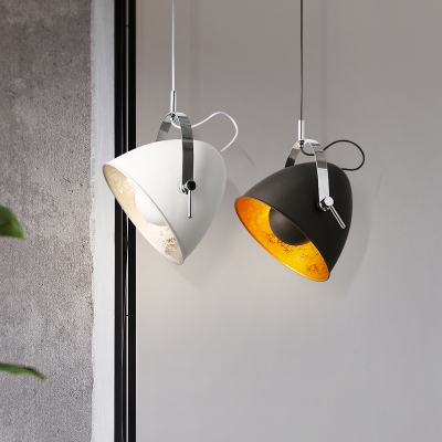 Nordic Style Single Light CFL Task Hanging Lamp in Black/White Finish