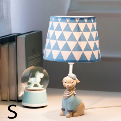 Shaded 1 Head Reading Light with Dog White Finish Fabric Shade Standing Table Light for Kids
