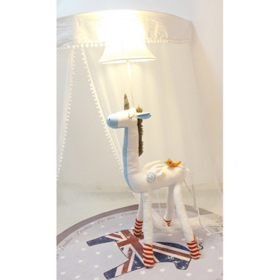 1 Head Unicorn Standing Light Kids Room Bedside White/Gray/Pink Fabric Shade Floor Lamp