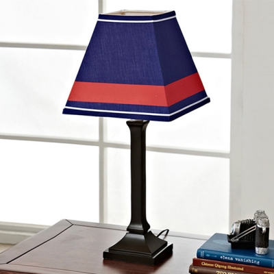 Traditional Trapezoid Table Light Fabric Single Head Reading Light with Brown/Green/Red Shade