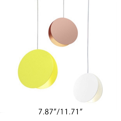 Contemporary Macaroon Round Pendant Light Metal 1 Light Hanging Light in White/Yellow/Brown