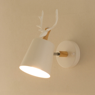 Down Lighting Antler White 1 Bulb Wall Light with Metal Base