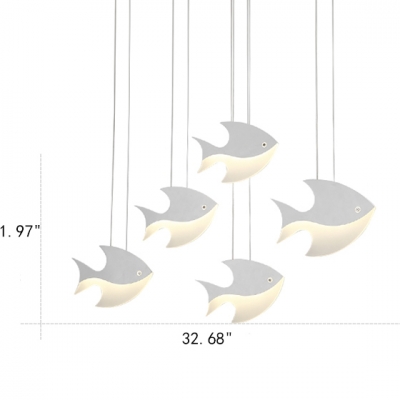 Fish Shape 3/4/5 Lights Chandelier for Kids Bedroom