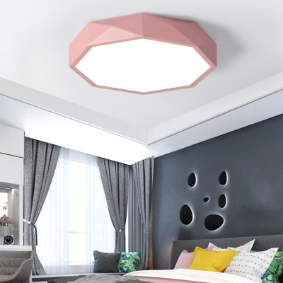 Acrylic Octagon Flush Mount Lighting Nordic Macaron Ceiling Fixture for Sitting Room