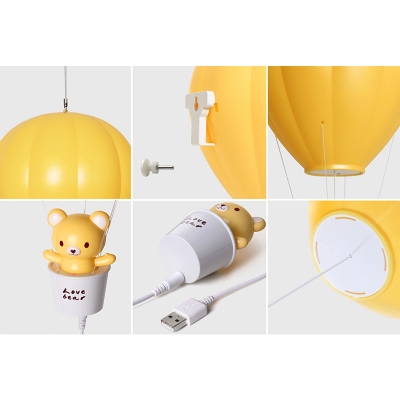 Hot Air Ballon Yellow/Pink Kids Ceiling Pendant Night Light with Touch/Remote Control