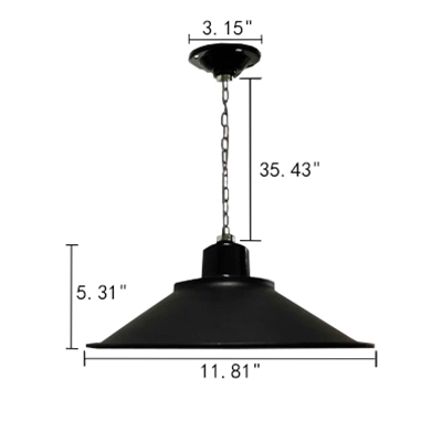 Industrial Style Single LED Light Pendant Fixture in Mystic Black Finish 4 Sizes Available