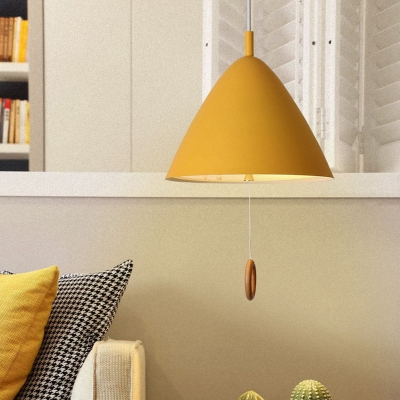 Conical 1 Light Pendant Lamp Colorful Macaron Metal Hanging Lamp for Corridor Kitchen