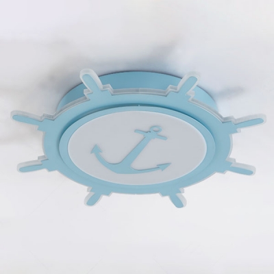 Anchor Kids Room Ceiling Fixture Mediterranean Acrylic LED Flush Mount Light in Blue