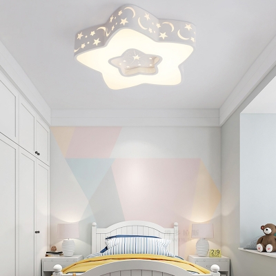 Modern LED Round/Star/Cloud Shade Kids Room Ceiling Light Ultra-Thick