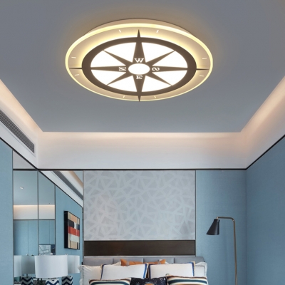Modern Style Compass Boys Room LED Flush Ceiling Light Ultra-Thin