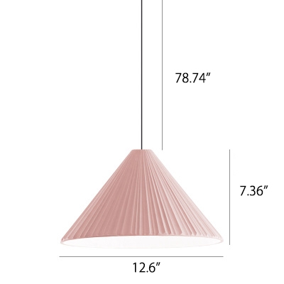 Pleated Resin Shade Single Ceiling Pendant for Coffee house Dining Room (White/Blue/Pink) 