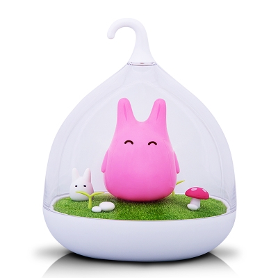 USB Chargeable Totoro Kids Bedroom Night Light with Clear Glass Shade in Pink/Yellow/Blue/Orange