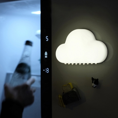 USB Rechargeable Stick Anywhere Mini Cloud LED Night Light forKids Room in Yellow/White