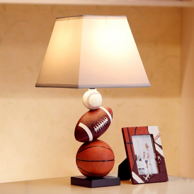 Sports Theme Tapered Table Light Fabric Single Light Decorative Table Lamp for Boys Bedroom