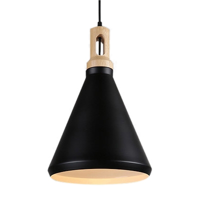 Contemporary Nordic Style White/Black Dining Room Hanging Lighting with Wood Grain Finish 3 Designs for Choice