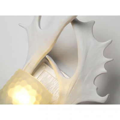 1 Light Antler White Wall Sconce with Frosted Glass Shade