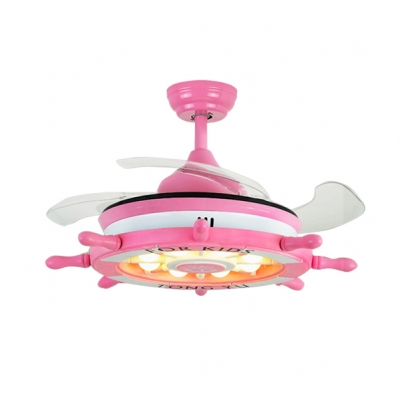 14.18'' W Reversible Nautical Style Anchor Blue/Pink Kids Ceiling Fan with Light