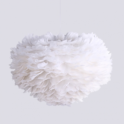 15.75 Inch Reversible Feather Shade Ceiling Pendant Light in White