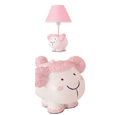 Coolie 1 Light Reading Light with Cute Animal Resin Base Baby Kids Room White Finish Table Lamp