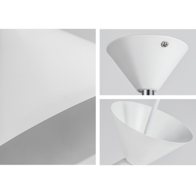 Conical Shade White Finish Hanging Light Fixture for Coffee House in Modern Style