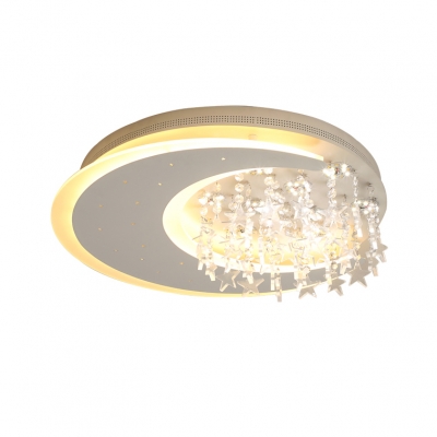 Contemporary Led Bedroom Flushmount Light Moon Crystal Ceiling Light Fixture for Dining Room Kitchen