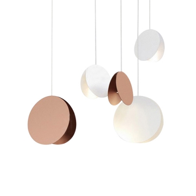 Contemporary Macaroon Round Pendant Light Metal 1 Light Hanging Light in White/Yellow/Brown