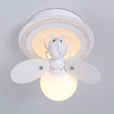 Bee Shape LED Flush Mount Children Bedroom Opal Glass 1/2/3 Light Decorative Lighting Fixture