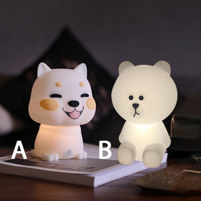 Gumdrop Lovely Puppy/Bear Touch Sensing Night Light in White for Kids Room 