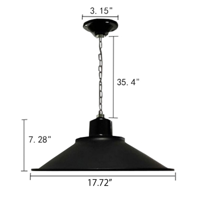 Industrial Style Single LED Light Pendant Fixture in Mystic Black Finish 4 Sizes Available