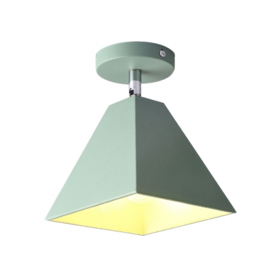 1 Light Pyramid Semi Flush Mount Colorful Nordic Hallway Metallic Semi-Flush Ceiling Light