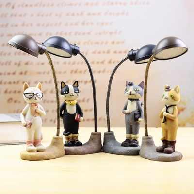 Resin Cartoon Cat LED Kids Bedroom Night Light for Reading 3 Style for Option to Random Delivery