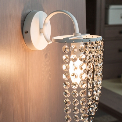 1 Light Crystal Wall Light White Finish Indoor Hallway Sconce Lighting for Kids Living Room