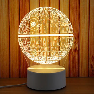 3D Creative Globe Acrylic Night Light Decorative Table Lamp with Wooden Base 3 Styles for Option
