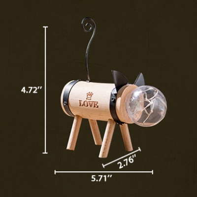 Cat Shape Open Bulb Wooden Night Light Battery-Operated