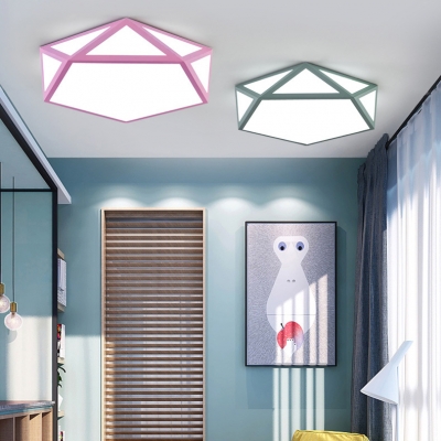 Children Youth Pentagon Flush Light Modernism Colorful Acrylic LED Flush Ceiling Light