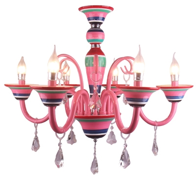 Girls Chandelier Candle Style Crystal Light Chandelier with Sparkling Twinkle Toes 