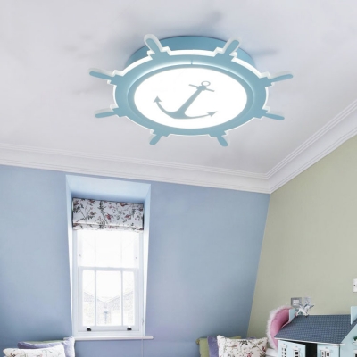 Anchor Kids Room Ceiling Fixture Mediterranean Acrylic LED Flush Mount Light in Blue