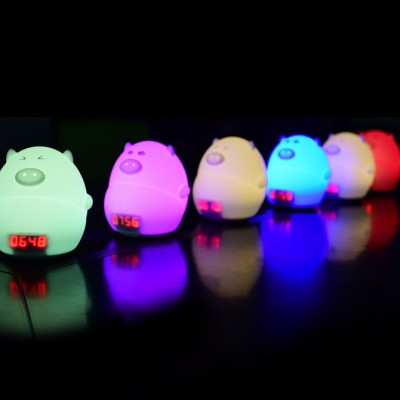 Lovely Pig LED Kids Sleeping Night Light with 24 Hour Digital Timer USB Rechargeable