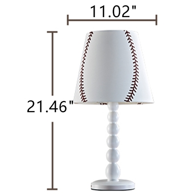 White Baseball Design Table Lamp Sports Theme Fabric 1 Light Standing Table Light for Boys