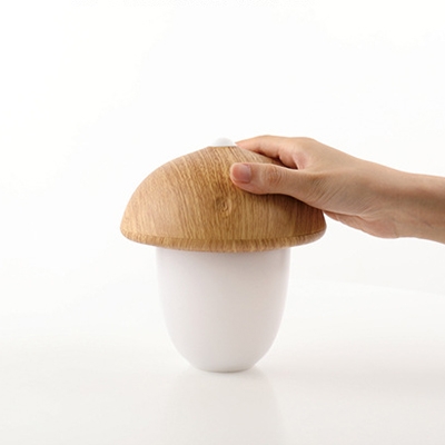 Portable USB Wooden Mushroom Mini Night Light in Dark/Shallow Wood Grain