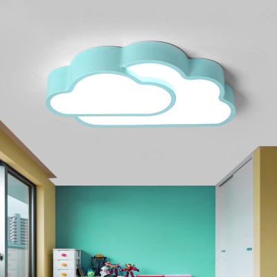 Acrylic Cloud Shade Ceiling Lamp Colorful Macaron Boys Girls Bedroom LED Flush Mount