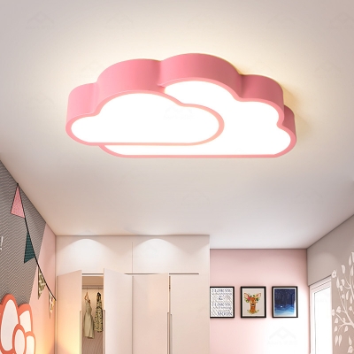 Acrylic Cloud Shade Ceiling Lamp Colorful Macaron Boys Girls Bedroom LED Flush Mount
