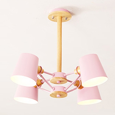 Metal Suspension Light with Coolie Shade Colorful Simple 4/6 Lights Chandelier Lamp for Bedroom