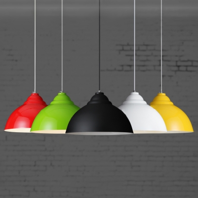 Simple Industrial Style Office Single Pendant Light with Dome Shade in Various Colors