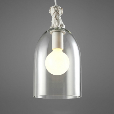 Bird/Dogs Decorative Clear Glass Shade One Bulb Pendant Light