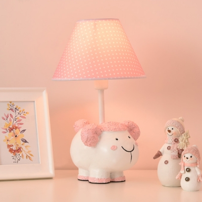 Coolie 1 Light Reading Light with Cute Animal Resin Base Baby Kids Room White Finish Table Lamp