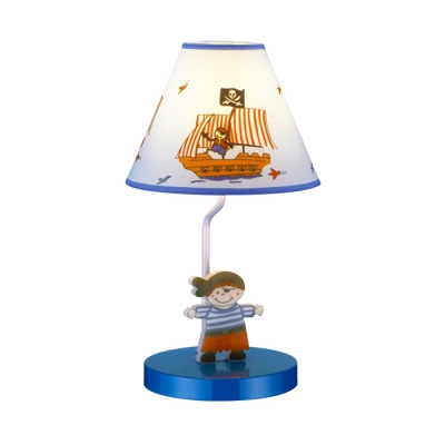 Mediterranean Shaded 1 Light Table Lighting Blue Fabric Table Light for Children Room