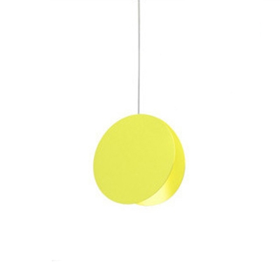 Contemporary Macaroon Round Pendant Light Metal 1 Light Hanging Light in White/Yellow/Brown