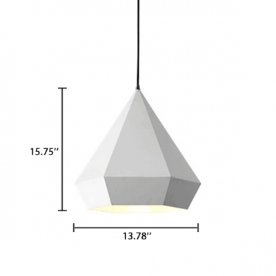 Metallic Diamond Pendant Lamp Nordic Style Bedroom 1 Light Suspension Light for Children